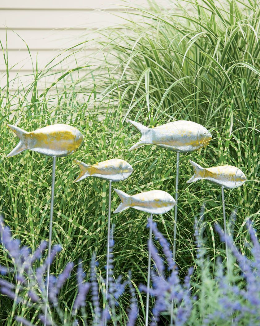 School Of Fish Steel Stake Art For Garden